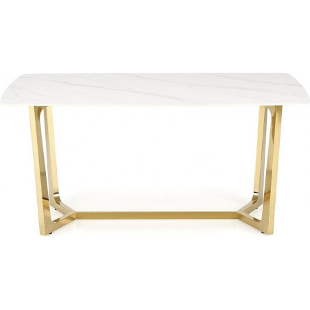 Stół glamour na złotej podstawie Clemente 160x90cm biały marmur Halmar