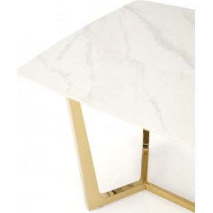 Stół glamour na złotej podstawie Clemente 160x90cm biały marmur Halmar