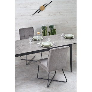 Stół rozkładany Charles 180-260x90cm popielaty marmur / czarny Halmar
