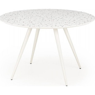 Stół okrągły z blatem lastryko Aramis 120cm biały Halmar