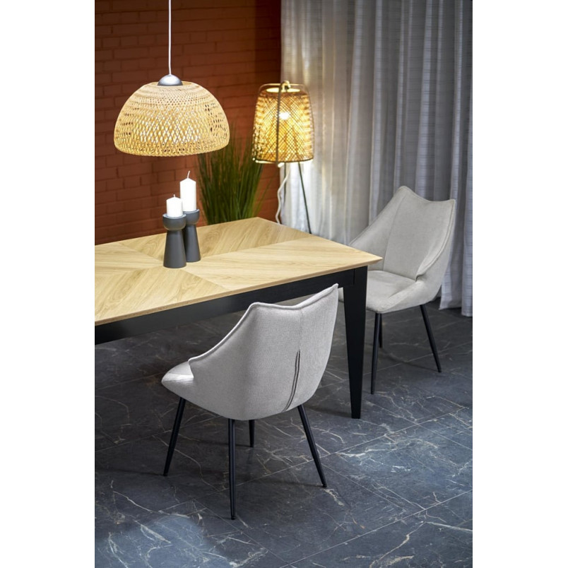 Stół rozkładany w jodełkę Edmondo 160-240x90cm dąb naturalny / czarny Halmar