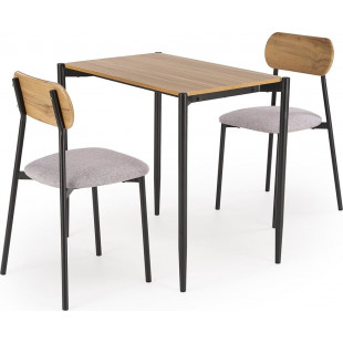 Zestaw stół + 2 krzesła Nando naturalny / czarny Halmar