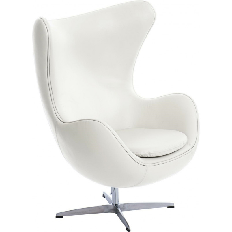 Fotel obrotowy Jajo biała skóra Premium marki D2.Design