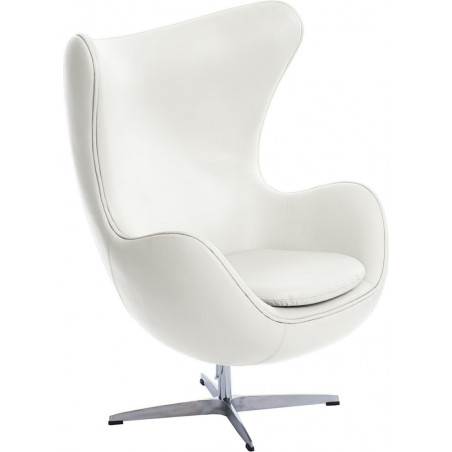 Fotel obrotowy Jajo biała skóra Premium marki D2.Design