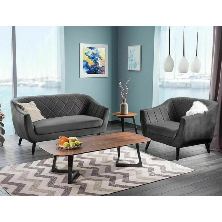 Sofa welurowa 2 osobowa Molly Velvet 160cm szary / wenge Signal