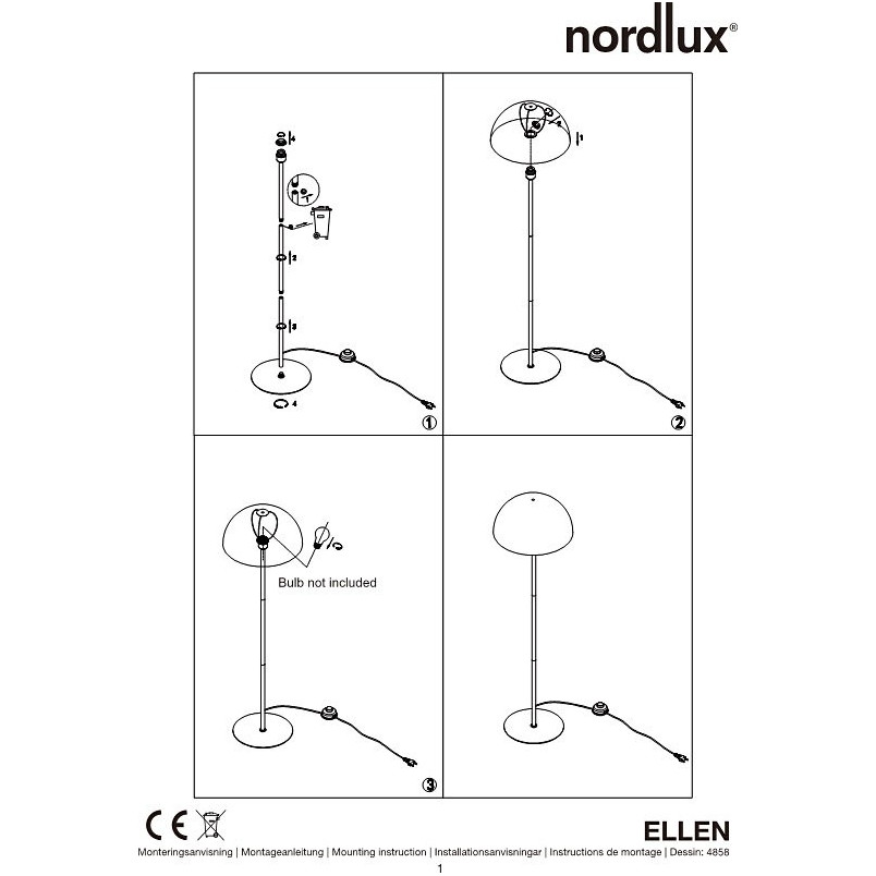 Lampa podłogowa skandynawska Ellen Czarna marki Nordlux
