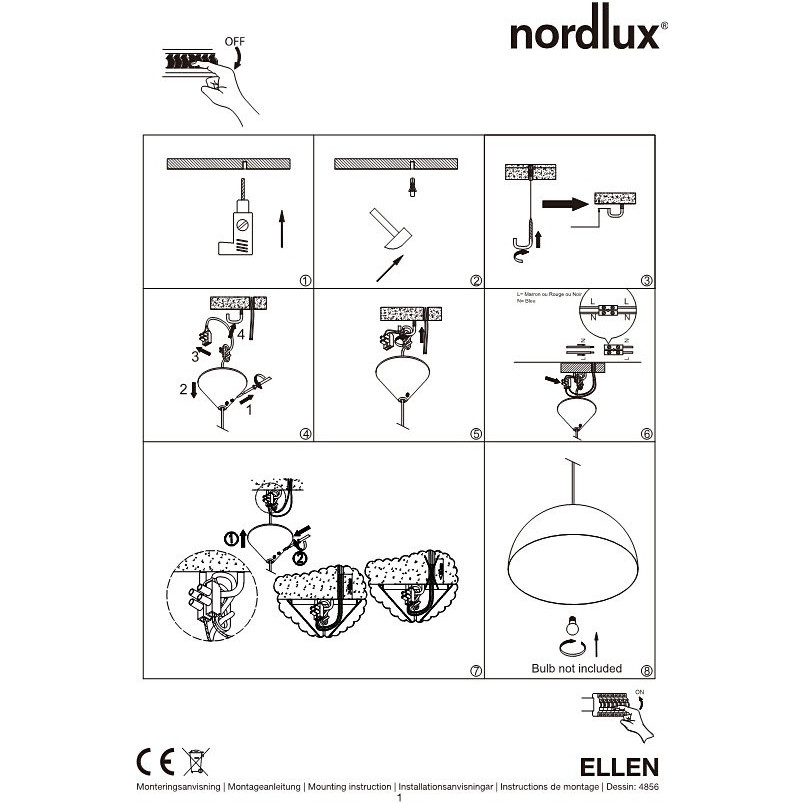 Lampa wisząca skandynawska Ellen 30 Czarna marki Nordlux