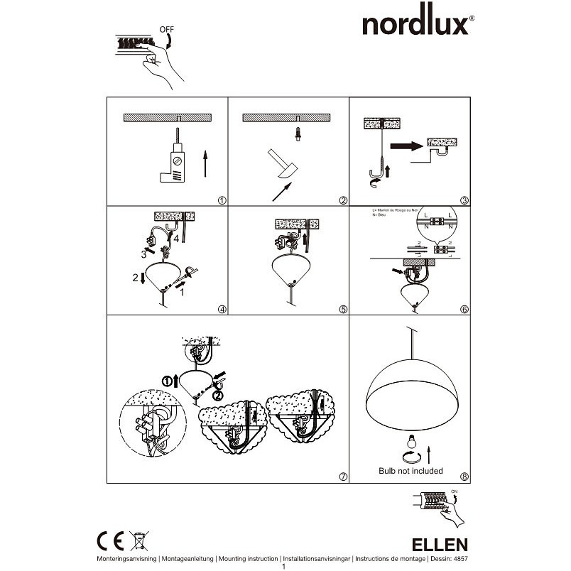 Lampa wisząca skandynawska Ellen 40 Czarna marki Nordlux