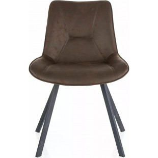 Krzesło tapicerowane Link ciemny brąz / czarny mat Signal
