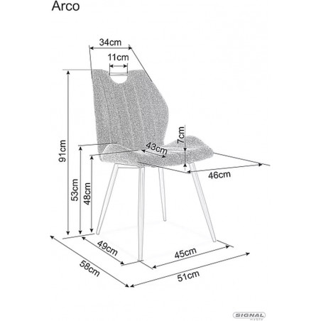 Krzesło tapicerowane z uchwytem Arco curry Signal