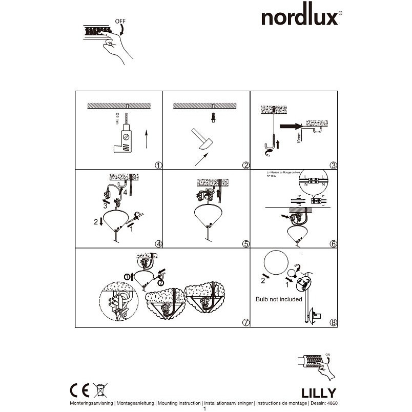 Lampa wiszące szklane kule Lilly 32 Czarna marki Nordlux