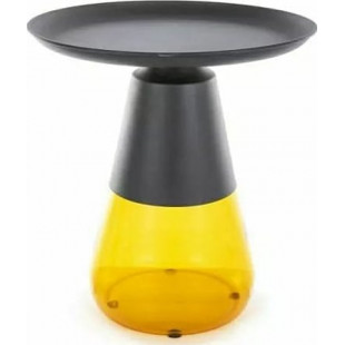 Stolik boczny taca na szklanej podstawie Tiffany 50cm czarny mat / pomarańczowy Signal
