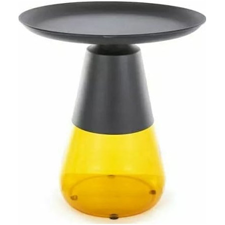 Stolik boczny taca na szklanej podstawie Tiffany 50cm czarny mat / pomarańczowy Signal