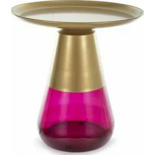 Stolik boczny taca na szklanej podstawie Tiffany 50cm złoty mat / fioletowy Signal