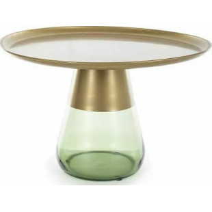Stolik kawowy taca na szklanej podstawie Tiffany 70cm złoty mat / zielony Signal