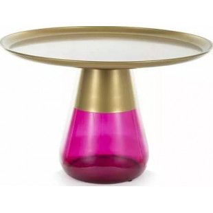 Stolik kawowy taca na szklanej podstawie Tiffany 70cm złoty mat / fioletowy Signal