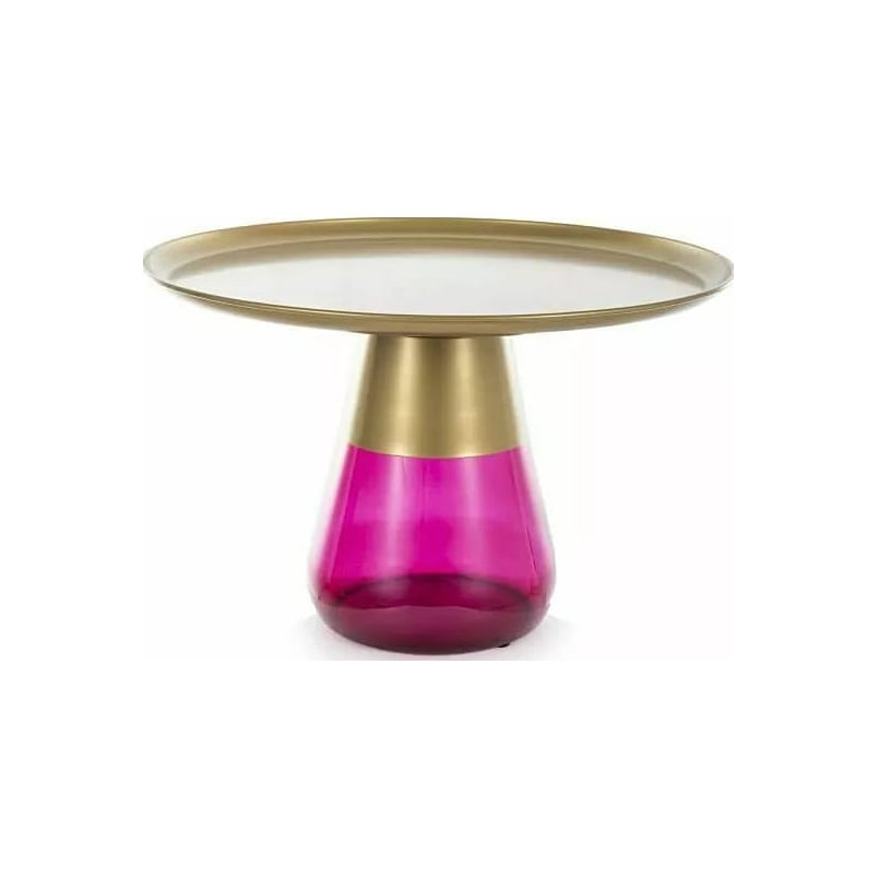 Stolik kawowy taca na szklanej podstawie Tiffany 70cm złoty mat / fioletowy Signal