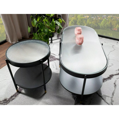 Stolik boczny szklany z półką Laguna 45cm czarny / transparentny Signal