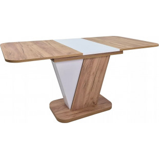Stół rozkładany na jednej nodze Crocus 120-160x80cm dąb wotan / biały mat Signal