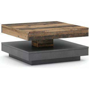 Stolik kwadratowy z obrotowym blatem Cotto 67x67cm old wood / matera ciemny szary Signal