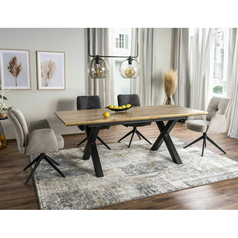 Stół rozkładany loft Xaviero 160-240x90cm ąb aristan / czarny mat Signal