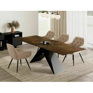 Stół rozkładany nowoczesny Westin Ceramic 160x90cm brąz ossido bruno / czarny mat Signal