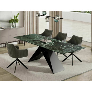Stół rozkładany nowoczesny Westin Ceramic 160x90cm morski verde alpi / czarny mat Signal