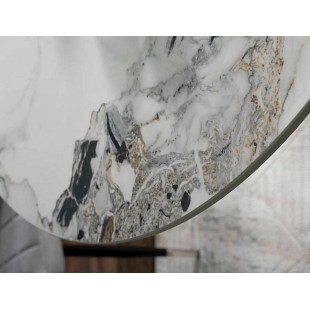 Stół ceramiczny glamour Murano 90cm biały efekt marmuru / chrom Signal