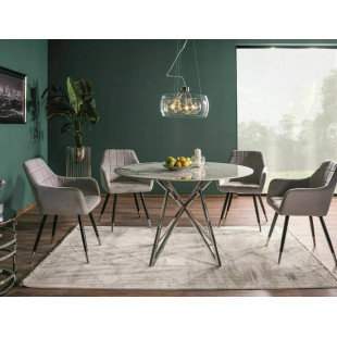 Stół ceramiczny glamour Murano 90cm biały efekt marmuru / chrom Signal