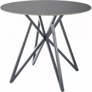 Stół okrągły ceramiczny Murano 90cm szary efekt marmuru / czarny mat Signal