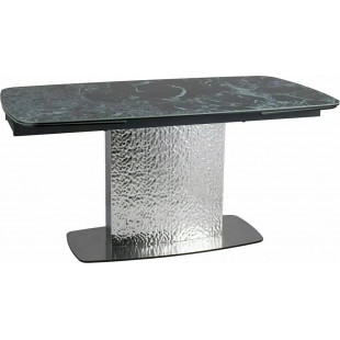 Stół ceramiczny na jednej nodze Moncler 160-240x90cm morski verde alpi / czarny mat  / srebrny Signal