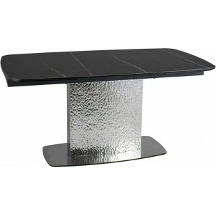 Stół ceramiczny na jednej nodze Moncler 160-240x90cm czarny sahara noir / czarny mat  / srebrny Signal