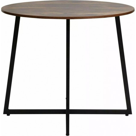 Stół okrągły loft Luna 90cm brąz rustykalny / czarny mat Signal