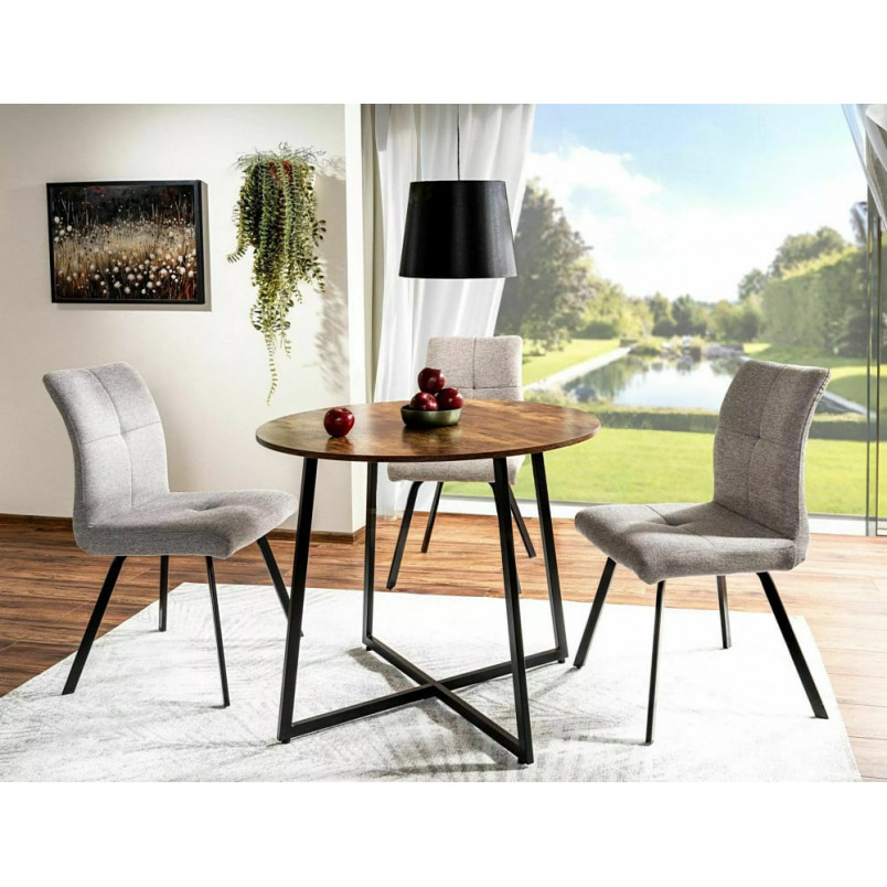 Stół okrągły loft Luna 90cm brąz rustykalny / czarny mat Signal