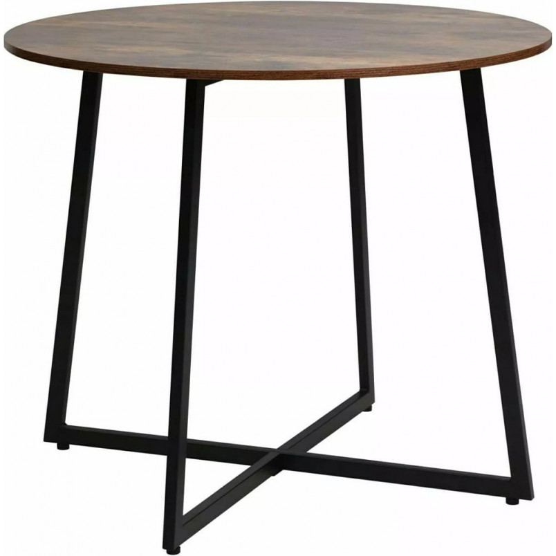 Stół okrągły loft Luna 90cm brąz rustykalny / czarny mat Signal