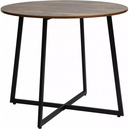 Stół okrągły loft Luna 90cm brąz rustykalny / czarny mat Signal