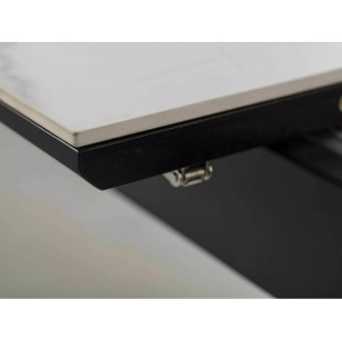 Stół rozkładany ceramiczny Logan 160-200x90cm biały efekt marmuru / czarny mat Signal
