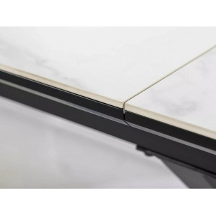 Stół rozkładany ceramiczny Logan 160-200x90cm biały efekt marmuru / czarny mat Signal