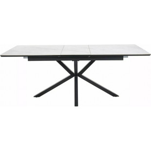 Stół rozkładany ceramiczny Logan 160-200x90cm biały efekt marmuru / czarny mat Signal
