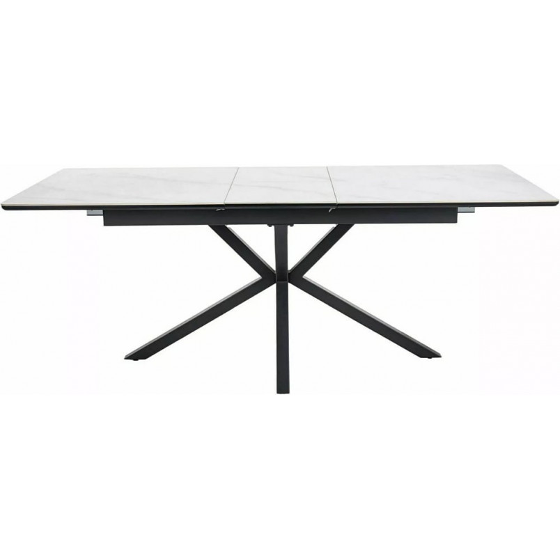 Stół rozkładany ceramiczny Logan 160-200x90cm biały efekt marmuru / czarny mat Signal