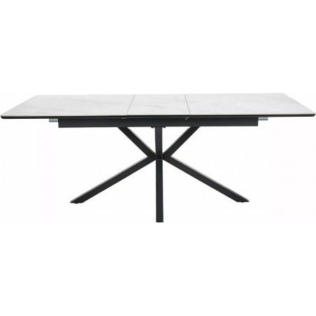 Stół rozkładany ceramiczny Logan 160-200x90cm biały efekt marmuru / czarny mat Signal