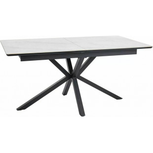Stół rozkładany ceramiczny Logan 160-200x90cm biały efekt marmuru / czarny mat Signal