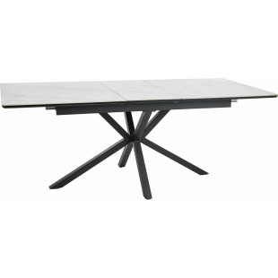 Stół rozkładany ceramiczny Logan 160-200x90cm biały efekt marmuru / czarny mat Signal