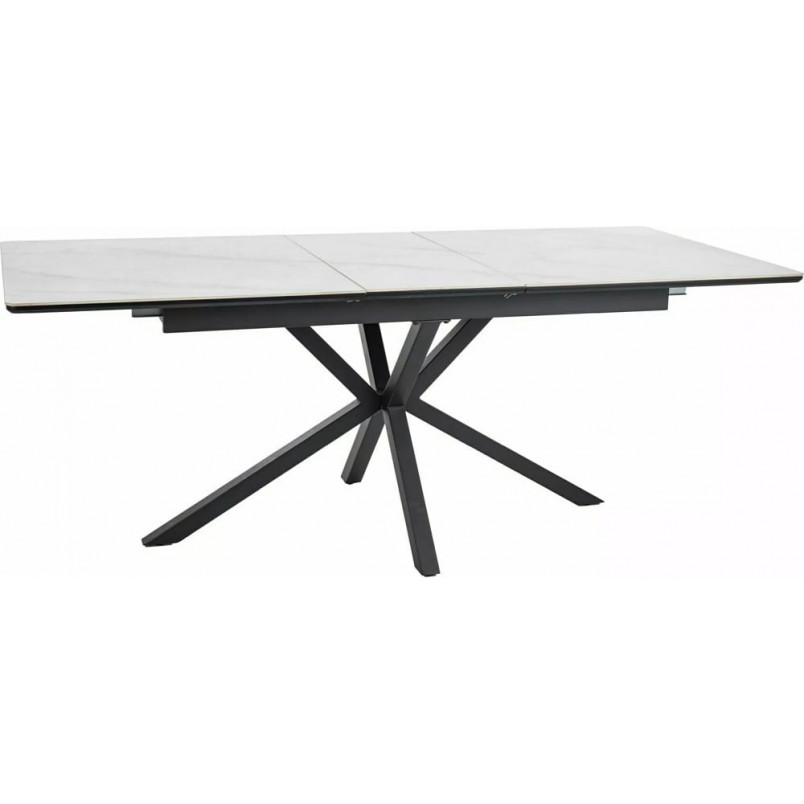 Stół rozkładany ceramiczny Logan 160-200x90cm biały efekt marmuru / czarny mat Signal