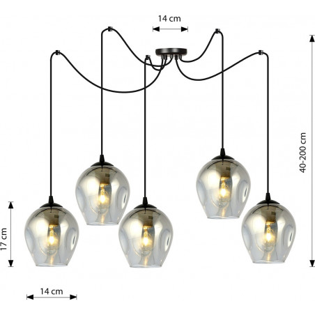 Lampa wisząca szklana "pająk" Level V czarno-grafitowa marki Emibig