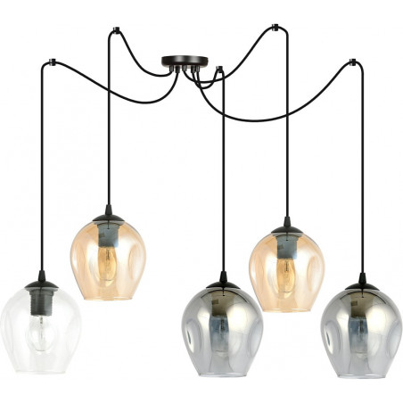 Lampa wisząca szklana "pająk" Level V czarny/multikolor marki Emibig