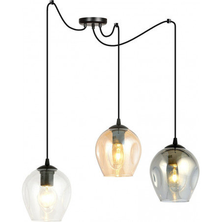 Lampa wisząca szklana potrójna "pająk" Level III czarny/multikolor marki Emibig