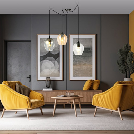 Lampa wisząca szklana potrójna "pająk" Level III czarny/multikolor marki Emibig