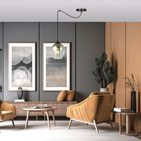 Lampa wisząca szklana "pająk" Level 14 czarno-grafitowa marki Emibig