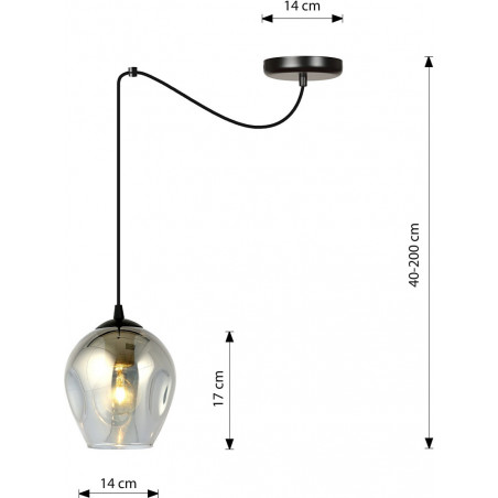 Lampa wisząca szklana "pająk" Level 14 czarno-grafitowa marki Emibig